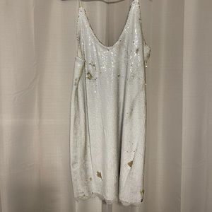 Free people beaded white & gold dress